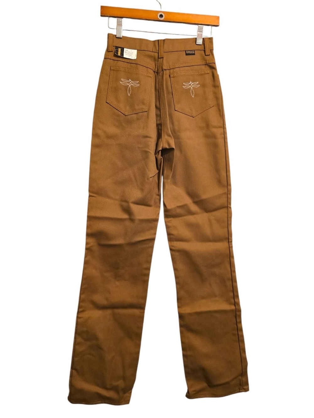 Vintage | Brown Straight-Leg Pants with Embroidered Back Pockets